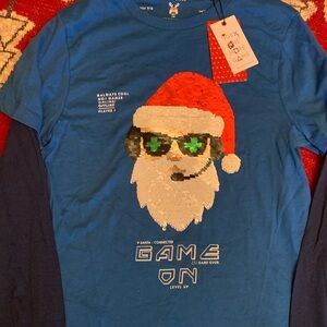 Denim & Flower Boys Santa Gamer Long Sleeve Christmas T Shirt NEW